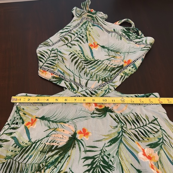 Lulus St Tropez Mint Blue Leaf Print Halter Dress Size L - Picture 13 of 16